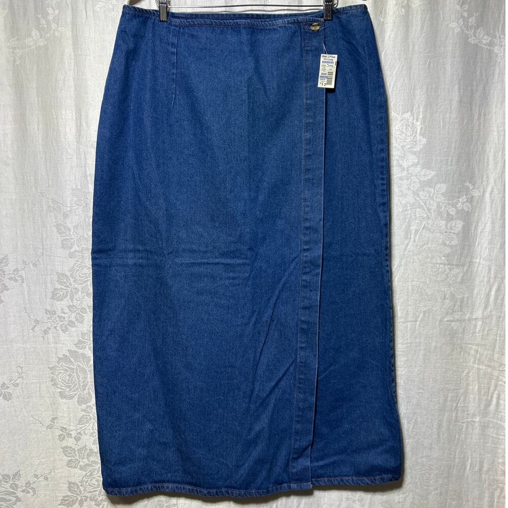 Vintage Denim Maxi Wrap Skirt 20W NEW Old Stock St Julian Woman Jean READ